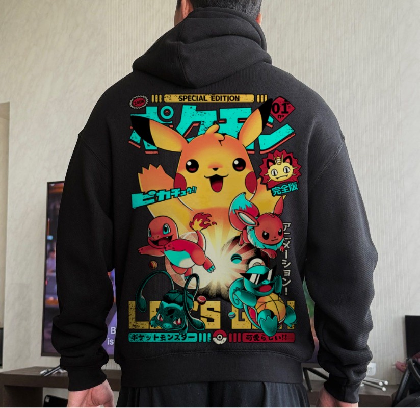 Black Oversized 4xl Pok É Mon  - Streetwear Brand Y2K review and price