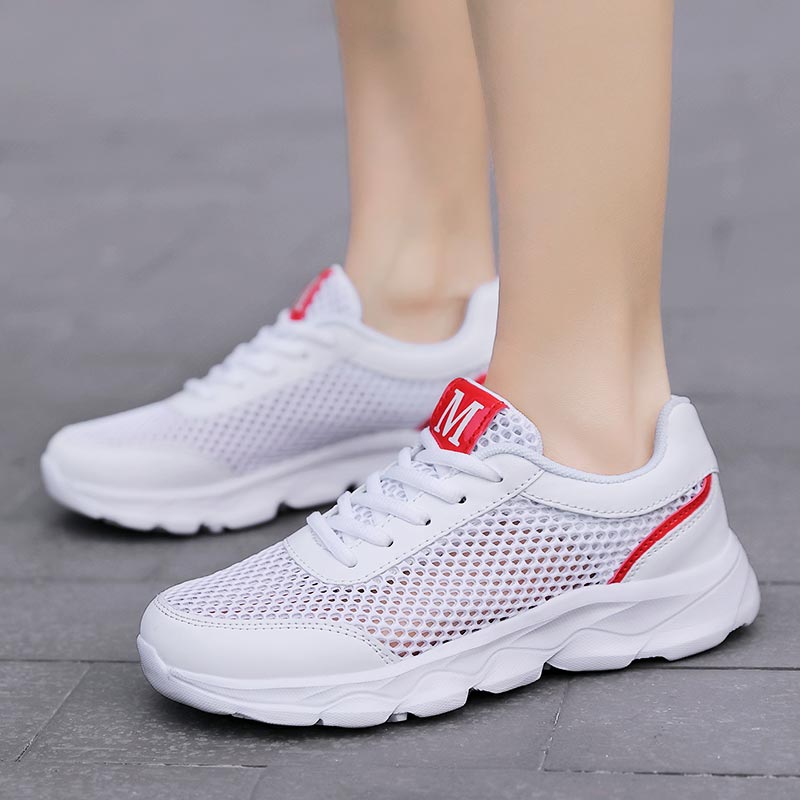Summer Breathable Sneakers Wom - Streetwear Brand With White Flowers review and price