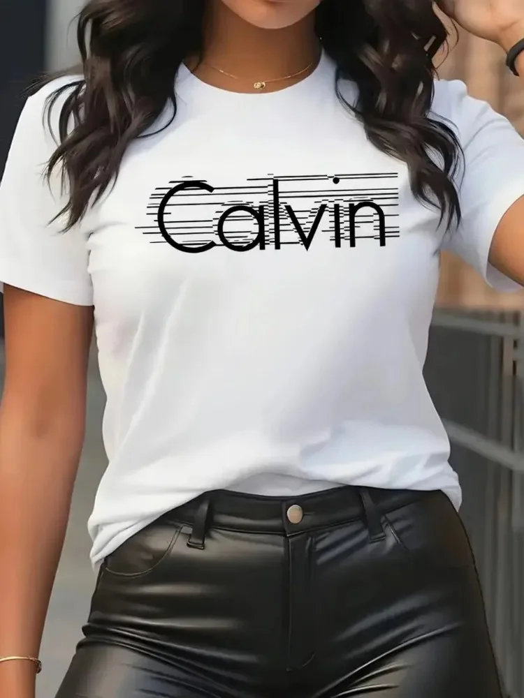 Calvin Women's T-Shirt Leisure - Streetwear Brand Y2K review and price